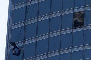  Tom Cruise dangled from the top of the Burj Khalifa, as filming in Dubai for the spy thriller Mission: Impossible Ghost Protocol entered its second week.  Pawan Singh / The National