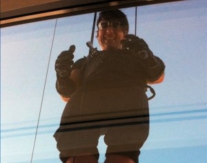 Action man: Ben Mathew's picture of Mr Cruise as he took part in the stunt for the new movie  