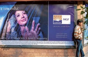    *  Image Credit: Bloomberg     * A huge advertisement for Emaar MGF Land in New Delhi. Emaar MGF came under fire after building the 63.5 hectare Commonwealth Games Village in New Delhi.