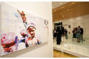 Alia Rashid al Shamsi's Our Last Days As Children, part of an inaugural exhibition and charity auction at the Ara Gallery. The artwork is one of a series by Emirati artists who drew inspiration from photographs taken by youngsters in Lesotho, southern Africa. Jeffrey E Biteng / The National