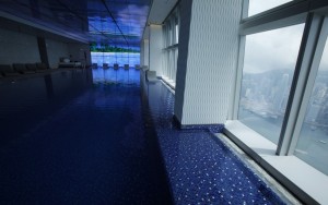 A general view of the swimming pool at the Ritz-Carlton Hotel at the top 118th floor of the International Commerce Centre (ICC), the world's fourth tallest building, in Hong Kong May 11, 2011. 