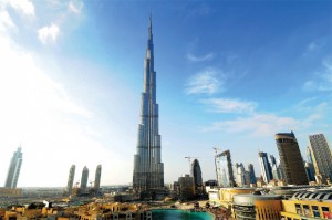 The Burj Khalifa building stands tall in Dubai, United Arab Emirates